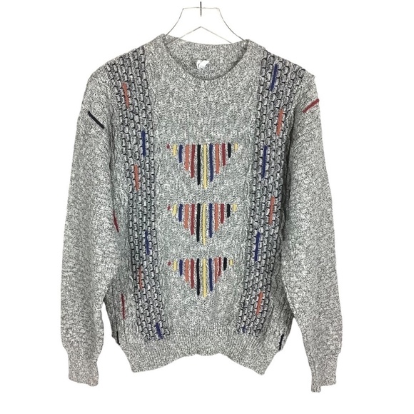 Vintage Men's 80s Marled Knit Sweater Classic - Picture 13 of 13